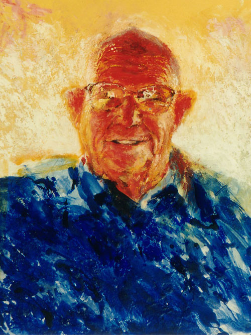 portrait of Roy - encaustic and acrylic on composite board